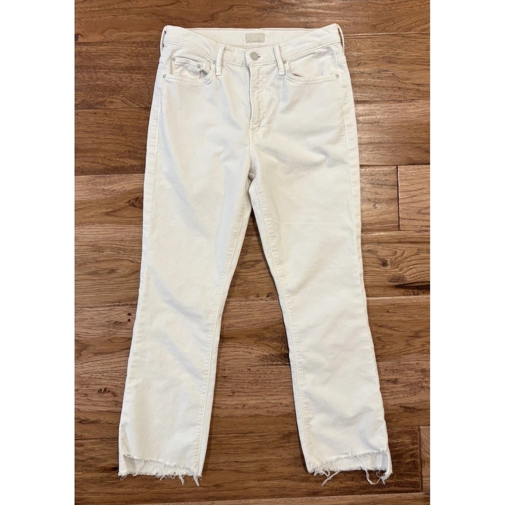 MOTHER  Insider Crop Step Fray Hopscotch Chalk Fine Corduroy Women's 27 EUC